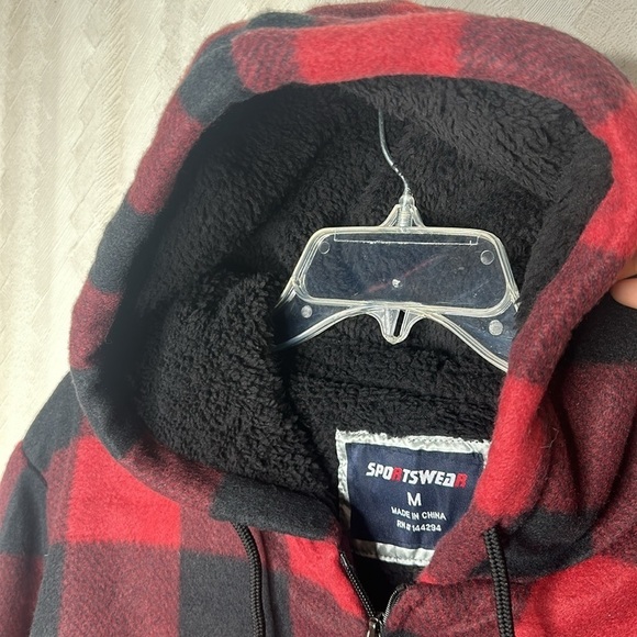 🆕 SPORTSWEAR SHERPA Zip Up Fleece Flannel Sweatshirt Heavy Lined Hooded NWT $90 - Picture 10 of 11